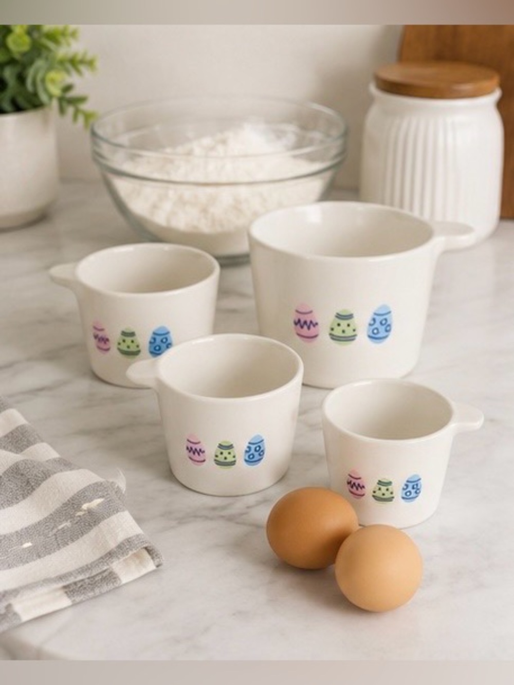 Rae Dunn Easter Measuring Cups Bunny Egg Pastel Set Spring Kitchen